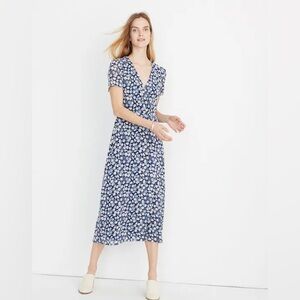 Madewell Wrap-Front Midi Dress French Floral Moon Size 14